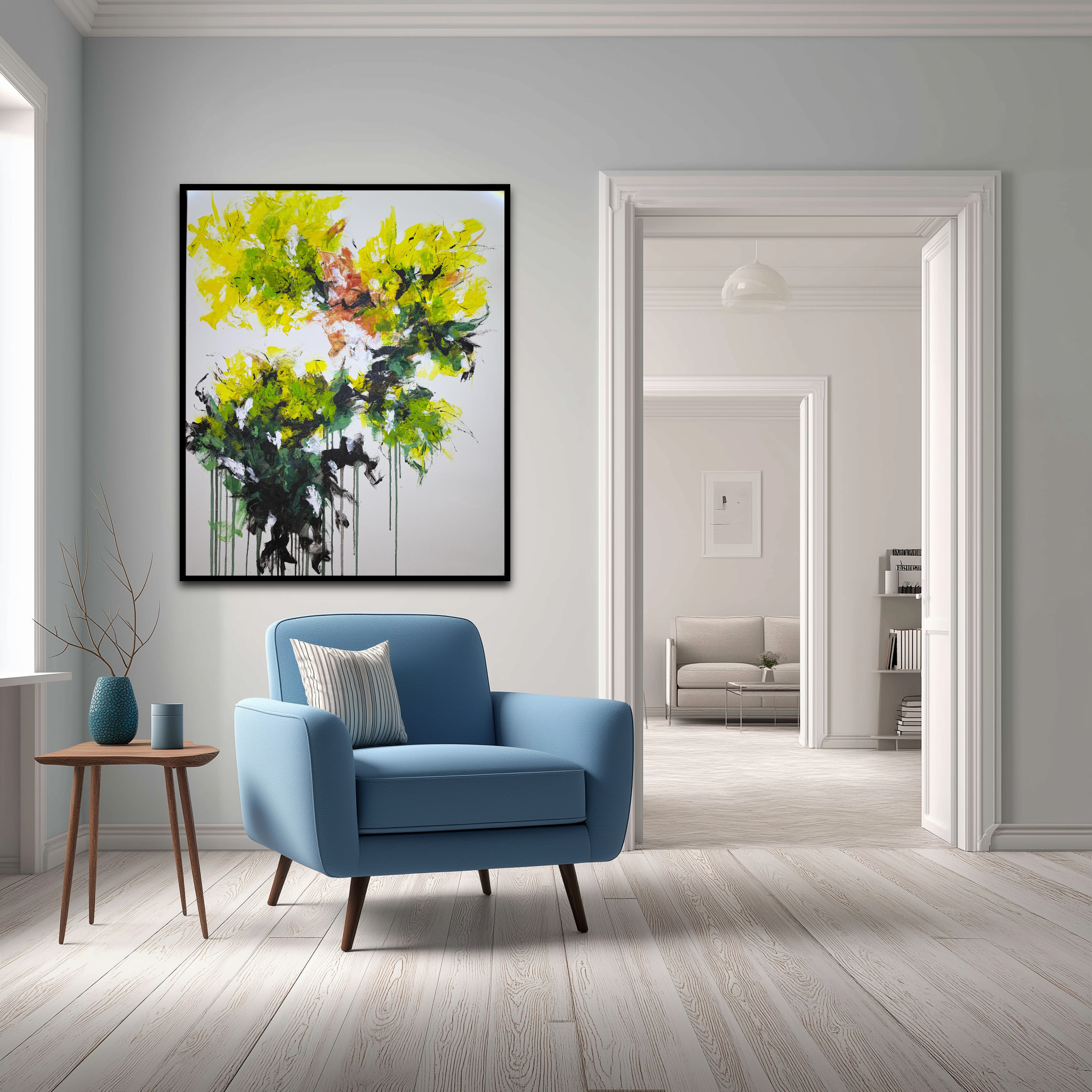 Artwork installed on a contemporary home wall